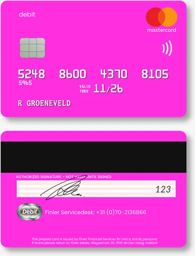 Prepaid creditcard voor- en achterkant