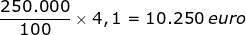 Small frac{250. 000}{100}times 4,1 =10. 250 ; euro