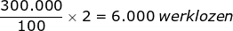 Small frac{300. 000}{100}times 2 = 6. 000: werklozen